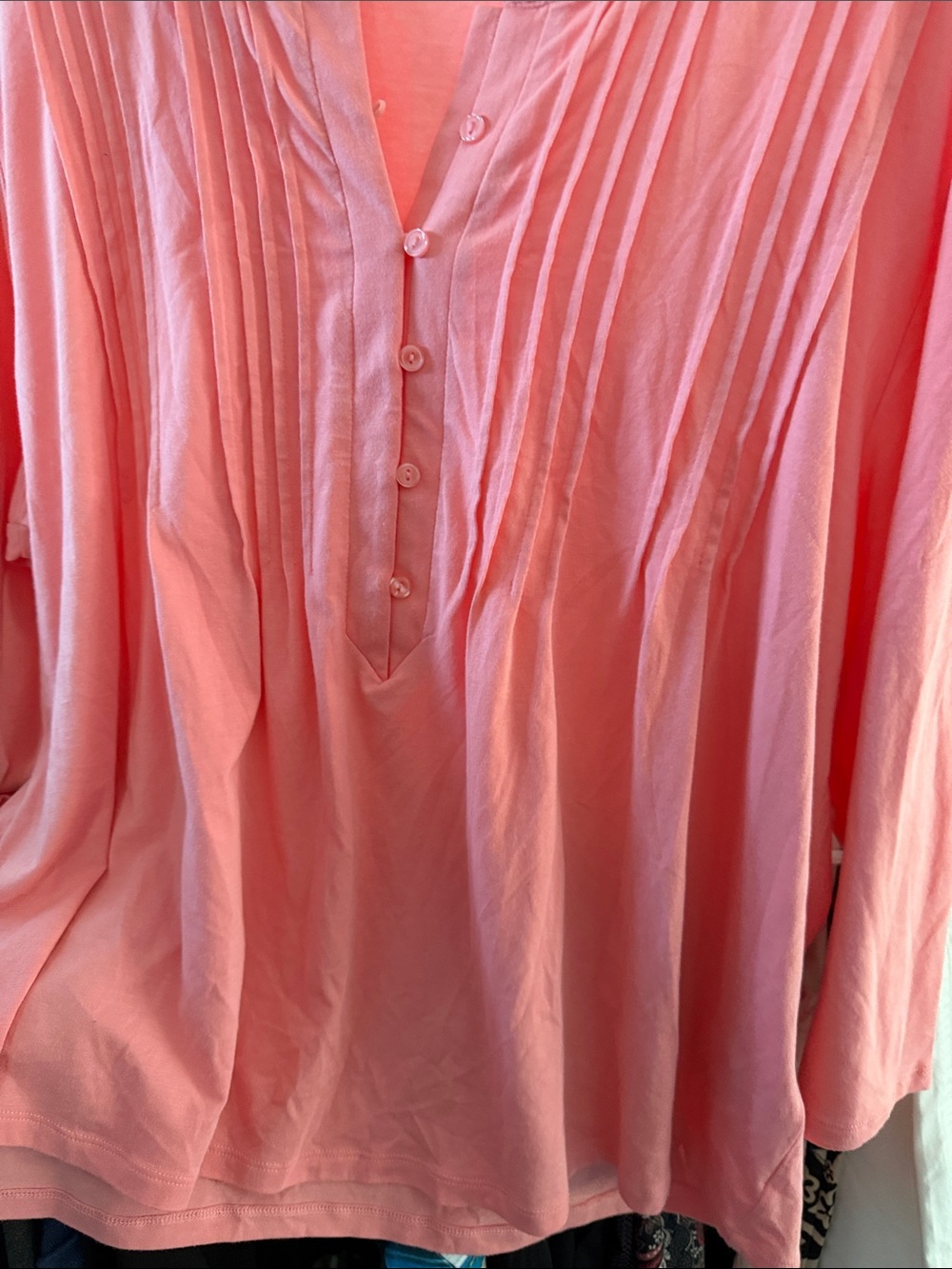 Lands' End pink/Coral Pintuck Button-Front Blouse. XL. nwot - Picture 5 of 7